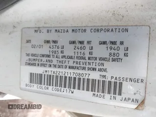 2001 Mazda Millenia z VIN JM1TA221211708077, wystawiony jako IAAI lot #41517393 z przebiegiem 269 771 mil mil oraz . Historia ofert i sprzedaży dostępna na DreamBid. Obrazek 9.