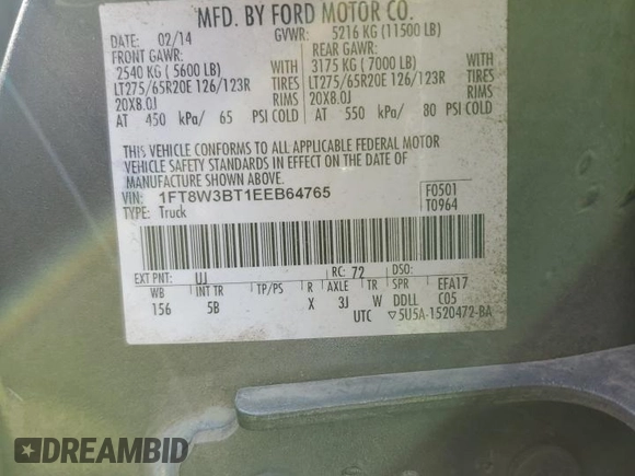 2014 Ford F-350 XLT z VIN 1FT8W3BT1EEB64765, wystawiony jako Copart lot #46304455 z przebiegiem 234 088 mil mil oraz Szkoda całkowita • Salvage title. Historia ofert i sprzedaży dostępna na DreamBid. Obrazek 12.