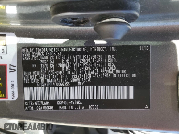 2014 Toyota Venza LE z VIN 4T3ZK3BB7EU066355, wystawiony jako Copart lot #47667445 z przebiegiem 107 859 mil mil oraz Szkoda całkowita • Salvage title. Historia ofert i sprzedaży dostępna na DreamBid. Obrazek 15.