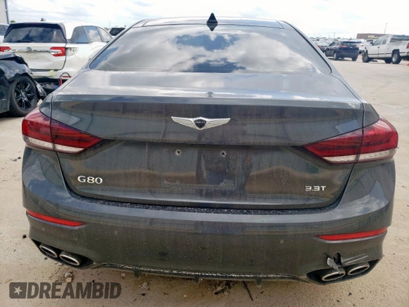 2018 Genesis G80 Sport with VIN KMHGN4JB0JU255874, listed as a Copart auction lot 54160365 with 97,440 mi miles and Salvage title. Bid and sale history available at DreamBid. Image 6.
