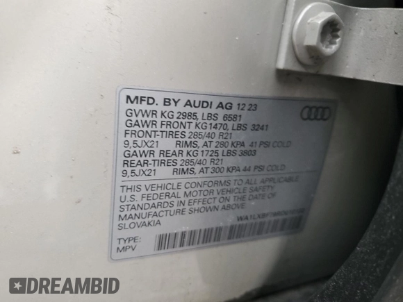 2024 Audi Q7 Premium Plus with VIN WA1LXBF79RD010132, listed as a Copart auction lot 46537955 with 10,664 mi miles and Salvage title. Bid and sale history available at DreamBid. Image 13.