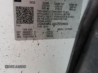 2018 GMC Acadia SLE with VIN 1GKKNKLA0JZ219651, listed as a Copart auction lot 46033945 with 140,504 mi miles and Salvage Title. Bid and sale history available at carsss.com. Image 16.