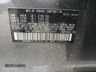 2024 Subaru Legacy Special Sports z VIN 4S3BWGG67R3026892, wystawiony jako Copart lot #81697824 z przebiegiem 7 033 mil mil oraz Szkoda całkowita • Salvage title. Historia ofert i sprzedaży dostępna na DreamBid. Obrazek 13.