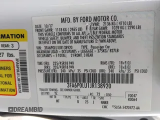 2018 Ford Fusion SE with VIN 3FA6P0LU1JR138920, listed as a IAAI auction lot 41884176 with 78,607 mi miles and . Bid and sale history available at DreamBid. Image 9.