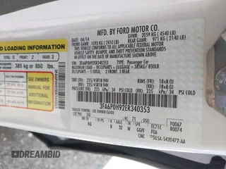 2014 Ford Fusion SE with VIN 3FA6P0H92ER340353, listed as a IAAI auction lot 42126171 with 104,484 mi miles and . Bid and sale history available at DreamBid. Image 9.