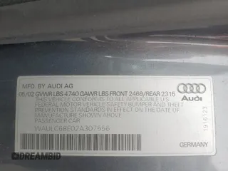 2002 Audi A4 1.8T z VIN WAULC68E02A307556, wystawiony jako Copart lot #49934045 z przebiegiem 114 996 mil mil oraz Czysty tytuł • Clean title. Historia ofert i sprzedaży dostępna na DreamBid. Obrazek 12.