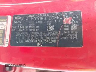 2016 Kia Soul + with VIN KNDJP3A50G7843208, listed as a IAAI auction lot 41852954 with 1 mi miles. Bid and sale history available at carsss.com. Image 9.