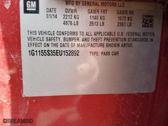 2014 Chevrolet Impala LTZ with VIN 1G1155S35EU152892, listed as a Copart auction lot 46735125 with 94,702 mi miles and Salvage Title. Bid and sale history available at carsss.com. Image 12.