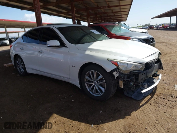 2016 Infiniti Q50 3.0t Premium with VIN JN1EV7AP4GM303705, listed as a IAAI auction lot 41957748 with 122,839 mi miles. Bid and sale history available at carsss.com. Image 1.