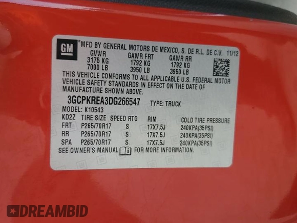 2013 Chevrolet Silverado 1500 LS with VIN 3GCPKREA3DG266547, listed as a Copart auction lot 47316035 with 194,098 mi miles and Salvage Title. Bid and sale history available at DreamBid. Image 15.
