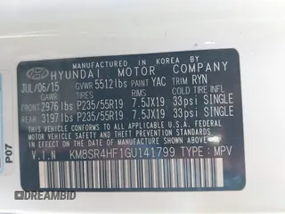 2016 Hyundai Santa Fe SE with VIN KM8SR4HF1GU141799, listed as a IAAI auction lot 41348405 with 99,884 mi miles. Bid and sale history available at carsss.com. Image 9.