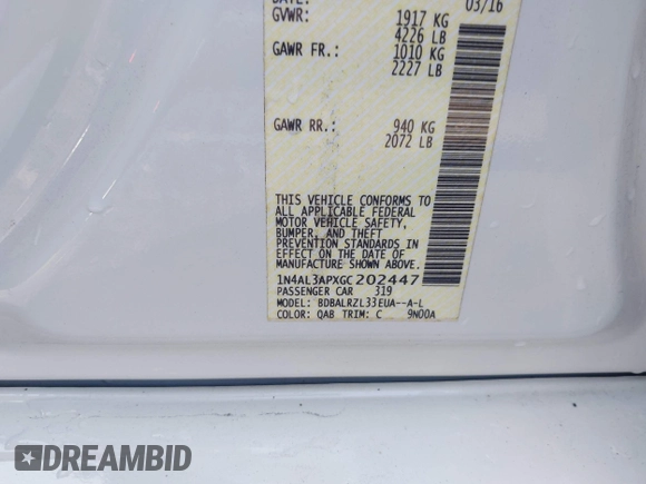 2016 Nissan Altima S z VIN 1N4AL3APXGC202447, wystawiony jako IAAI lot #41923452 z przebiegiem 167 800 mil mil oraz . Historia ofert i sprzedaży dostępna na DreamBid. Obrazek 9.