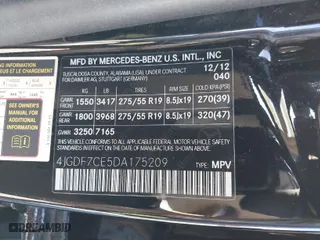 2013 Mercedes-Benz GL-Class GL 450 with VIN 4JGDF7CE5DA175209, listed as a IAAI auction lot 40466251 with 80,770 mi miles. Bid and sale history available at carsss.com. Image 9.