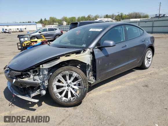 2023 Tesla Model 3 Long Range with VIN 5YJ3E1EB2PF389041, listed as a Copart auction lot 53450725 with 27,060 mi miles and Salvage Title. Bid and sale history available at DreamBid. Image 1.