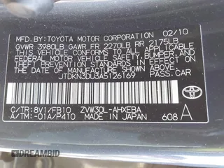 2010 Toyota Prius II with VIN JTDKN3DU3A5126169, listed as a IAAI auction lot 41605289 with 180,624 mi miles. Bid and sale history available at carsss.com. Image 9.