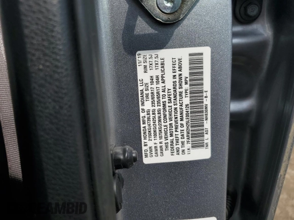 2020 Honda CR-V LX with VIN 7FARW2H25LE004126, listed as a Copart auction lot 53520145 with 74,163 mi miles and Non Repairable. Bid and sale history available at carsss.com. Image 12.