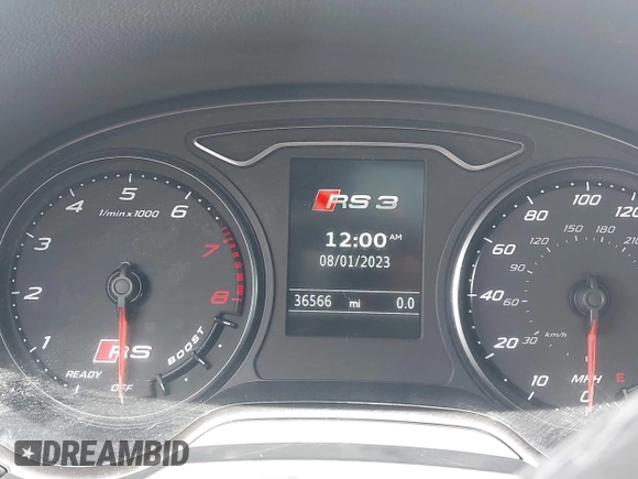 2020 Audi RS 3 with VIN WUABWGFF4LA904611, listed as a IAAI auction lot 42860543 with 36,566 mi miles and . Bid and sale history available at DreamBid. Image 7.