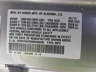 2021 Honda Pilot Special Edition with VIN 5FNYF6H20MB066095, listed as a IAAI auction lot 41863123 with 65,930 mi miles. Bid and sale history available at carsss.com. Image 9.