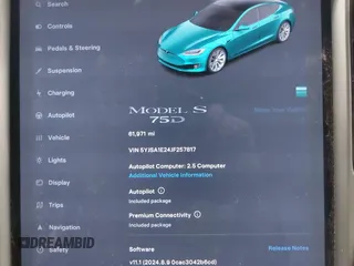 2018 Tesla Model S 75D with VIN 5YJSA1E24JF257817, listed as a IAAI auction lot 41960439 with 61,971 mi miles and . Bid and sale history available at DreamBid. Image 7.