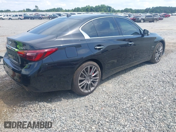 2018 Infiniti Q50 Red Sport 400 with VIN JN1FV7AR2JM481061, listed as a IAAI auction lot 42362510 with 70,028 mi miles and . Bid and sale history available at DreamBid. Image 4.