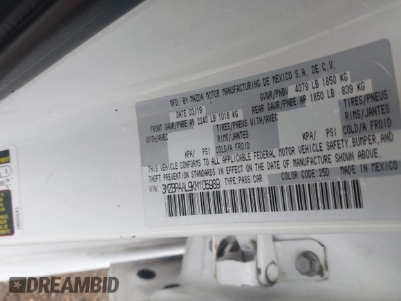 2019 Mazda 3 Select с VIN 3MZBPAAL9KM105989, выставлен на аукционе IAAI как лот 42081572 с пробегом 127 106 миль миль и . История ставок и продаж доступна на DreamBid. Изображение 9.