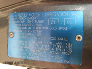 2006 Suzuki XL7 with VIN JS3TX92V764106356, listed as a Copart auction lot 50457515 with 153,813 mi miles and Salvage title. Bid and sale history available at DreamBid. Image 13.