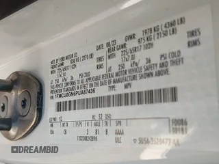2023 Ford Escape Active with VIN 1FMCU0GN6PUA87436, listed as a IAAI auction lot 41587824 with 34,918 mi miles and . Bid and sale history available at DreamBid. Image 9.
