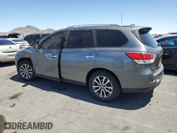 2015 Nissan Pathfinder SV z VIN 5N1AR2MN0FC672297, wystawiony jako Copart lot #57278785 z przebiegiem 85 083 mil mil oraz Szkoda całkowita • Salvage title. Historia ofert i sprzedaży dostępna na DreamBid. Obrazek 2.