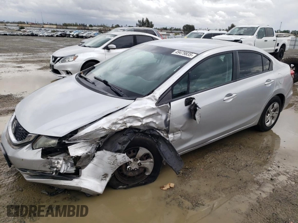 2015 Honda Civic Sedan LX with VIN 2HGFB2F57FH516977, listed as a Copart auction lot 49479835 with 128,821 mi miles and Salvage Title. Bid and sale history available at carsss.com. Image 1.