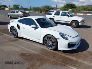 2015 Porsche 911 Turbo S with VIN WP0AD2A98FS167057, listed as a IAAI auction lot 41296392 with 1 mi miles. Bid and sale history available at carsss.com. Image 1.