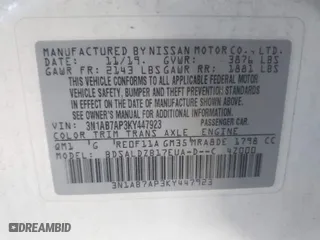 2019 Nissan Sentra S with VIN 3N1AB7AP3KY447923, listed as a IAAI auction lot 41883825 with 66,232 mi miles. Bid and sale history available at carsss.com. Image 9.