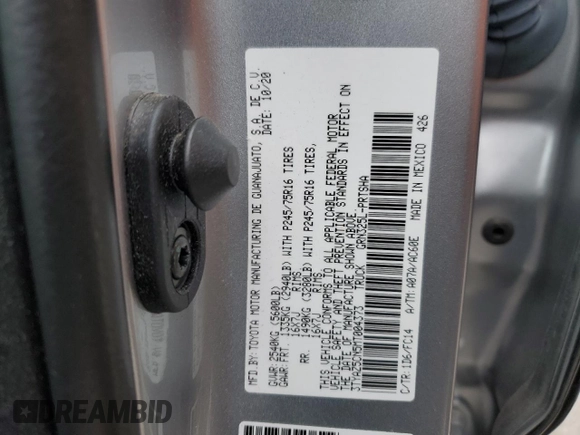 2021 Toyota Tacoma SR5 z VIN 3TYAZ5CN5MT004373, wystawiony jako Copart lot #58526145 z przebiegiem Nie podano mil oraz Szkoda całkowita • Salvage title. Historia ofert i sprzedaży dostępna na DreamBid. Obrazek 12.