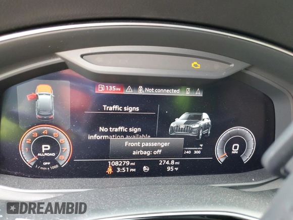 2020 Audi Q7 Prestige with VIN WA1VXAF74LD008248, listed as a Copart auction lot 62575575 with 108,279 mi miles and Clean title. Bid and sale history available at DreamBid. Image 9.
