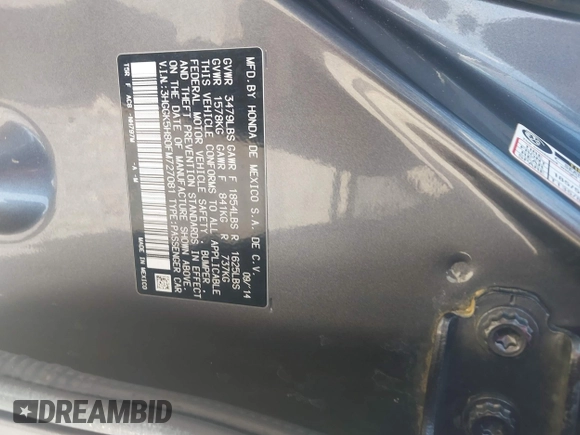 2015 Honda Fit EX-L with VIN 3HGGK5H80FM727081, listed as a IAAI auction lot 42232315 with 57,906 mi miles and . Bid and sale history available at DreamBid. Image 9.