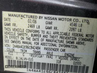 2006 Nissan Maxima 3.5 SE with VIN 1N4BA41E96C842484, listed as a Copart auction lot 71948504 with 77,959 mi miles and Salvage Title. Bid and sale history available at carsss.com. Image 12.