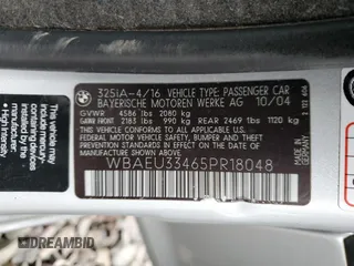 2005 BMW 3 Series 325xi with VIN WBAEU33465PR18048, listed as a Copart auction lot 72245724 with 183,700 mi miles and Salvage Title. Bid and sale history available at carsss.com. Image 12.