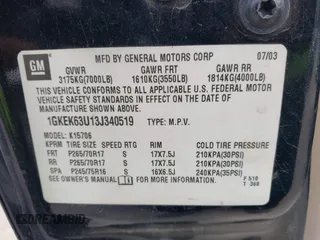 2003 GMC Yukon Denali z VIN 1GKEK63U13J340519, wystawiony jako IAAI lot #42035509 z przebiegiem 209 306 mil mil oraz . Historia ofert i sprzedaży dostępna na DreamBid. Obrazek 9.