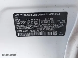 2020 BMW X2 xDrive28i with VIN WBXYJ1C00L5R70720, listed as a IAAI auction lot 41541553 with 17,127 mi miles. Bid and sale history available at carsss.com. Image 9.