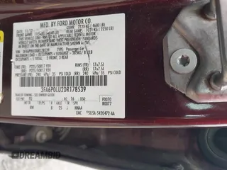 2013 Ford Fusion SE Hybrid with VIN 3FA6P0LU2DR178539, listed as a IAAI auction lot 42120614 with 177,500 mi miles. Bid and sale history available at carsss.com. Image 9.
