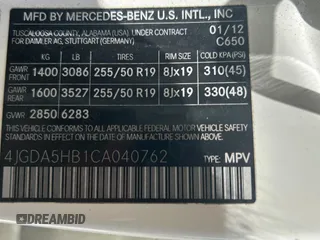 2012 Mercedes-Benz M 350 с VIN 4JGDA5HB1CA040762, выставлен на аукционе Copart как лот 65743595 с пробегом 135 709 миль миль и Чистый • Clean title. История ставок и продаж доступна на DreamBid. Изображение 10.
