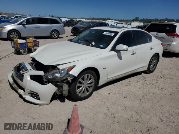2016 Infiniti Q50 3.0t Premium with VIN JN1EV7AP9GM305451, listed as a Copart auction lot 49553185 with 141,710 mi miles and Salvage Title. Bid and sale history available at carsss.com. Image 1.