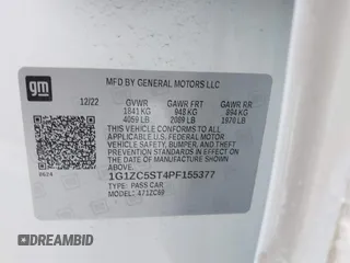 2023 Chevrolet Malibu LS with VIN 1G1ZC5ST4PF155377, listed as a IAAI auction lot 41552751 with 106,265 mi miles and . Bid and sale history available at DreamBid. Image 9.