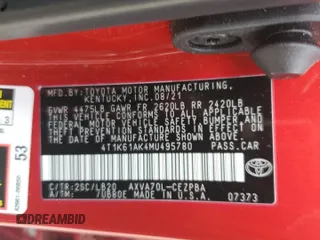 2021 Toyota Camry XSE z VIN 4T1K61AK4MU495780, wystawiony jako Copart lot #54576745 z przebiegiem 24 603 mil mil oraz Szkoda całkowita • Salvage title. Historia ofert i sprzedaży dostępna na DreamBid. Obrazek 12.