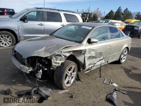 2007 Audi A4 2.0T with VIN WAUAF78E57A222692, listed as a Copart auction lot 43794185 with 159,563 mi miles and Salvage Title. Bid and sale history available at carsss.com. Image 1.
