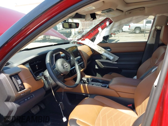 2023 Nissan Pathfinder Platinum with VIN 5N1DR3DK6PC210286, listed as a IAAI auction lot 42021775 with 48,482 mi miles and . Bid and sale history available at DreamBid. Image 5.