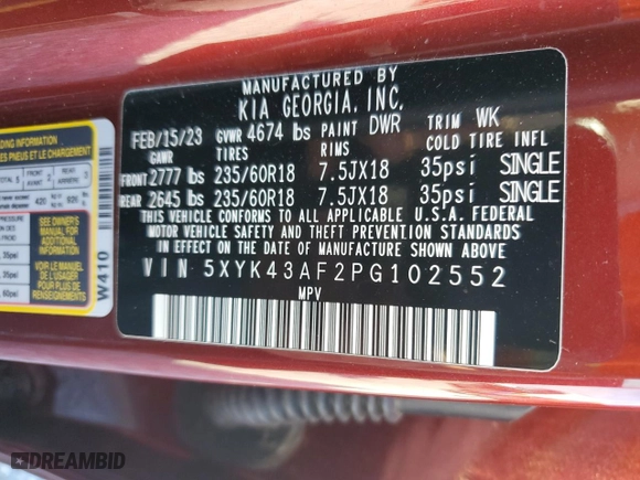2023 Kia Sportage SX with VIN 5XYK43AF2PG102552, listed as a Copart auction lot 47005655 with 91,001 mi miles and Salvage Title. Bid and sale history available at carsss.com. Image 15.