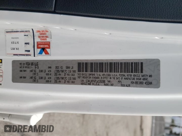 2020 Jeep Wrangler Unlimited Rubicon с VIN 1C4HJXFN7LW126286, выставлен на аукционе Copart как лот 50205125 с пробегом Не указан миль и Списание • Salvage title. История ставок и продаж доступна на DreamBid. Изображение 13.
