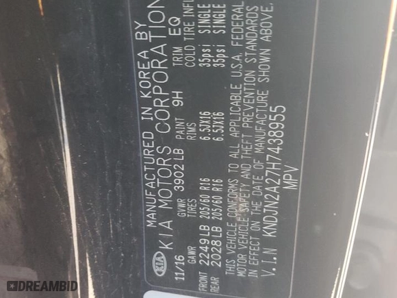 2017 Kia Soul with VIN KNDJN2A27H7438955, listed as a Copart auction lot 85289214 with 44,868 mi miles and Salvage Title. Bid and sale history available at carsss.com. Image 14.
