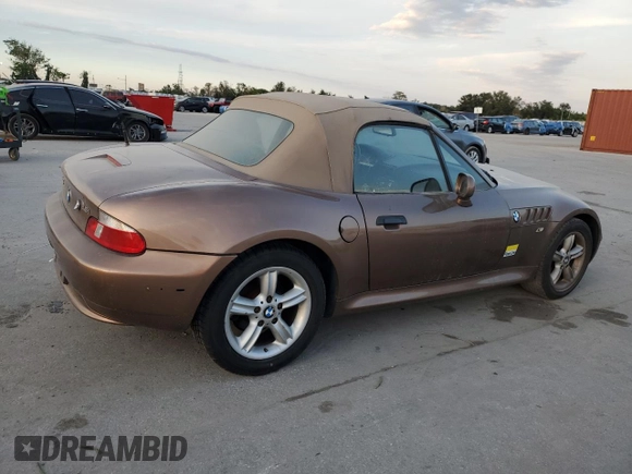 2001 BMW Z3 2.5i with VIN WBACN33441LM02664, listed as a Copart auction lot 76189564 with 90,136 mi miles and Salvage Title. Bid and sale history available at carsss.com. Image 3.