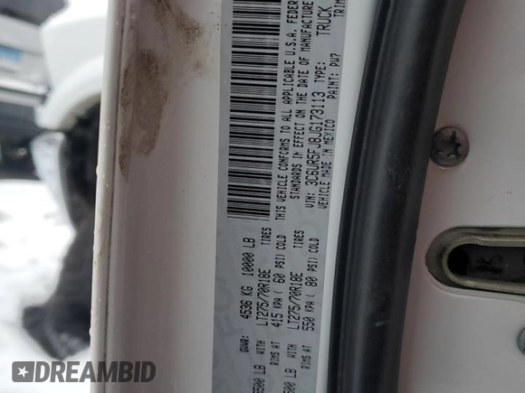 2018 Ram 2500 Laramie with VIN 3C6UR5FJ8JG173113, listed as a Copart auction lot 84708244 with 72,155 mi miles and Salvage title. Bid and sale history available at DreamBid. Image 12.